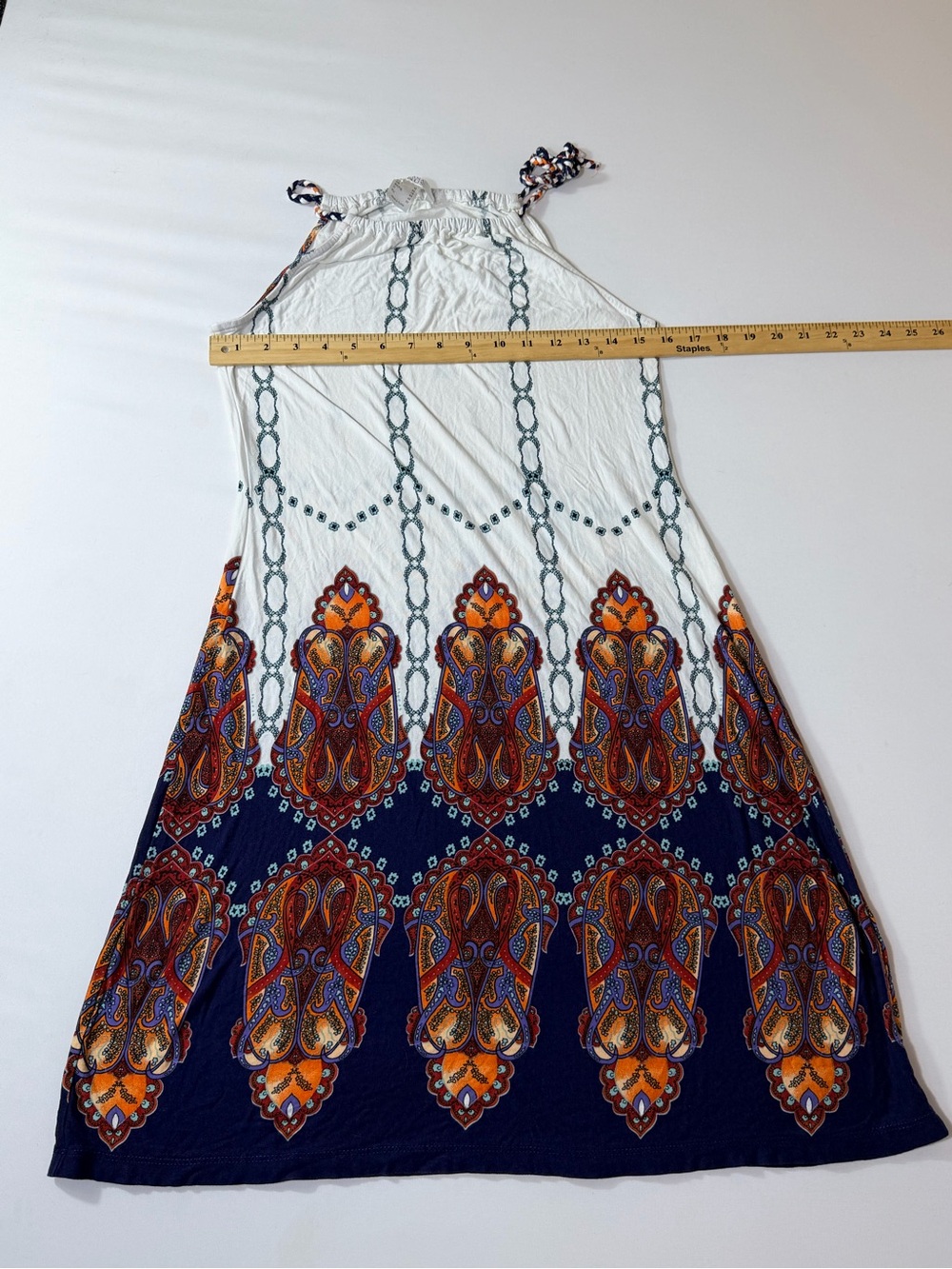 Lascana Venus Tuscany Halter Dress Women's Sz Med BOHO Colorful Adjustable Tie - Picture 3 of 7